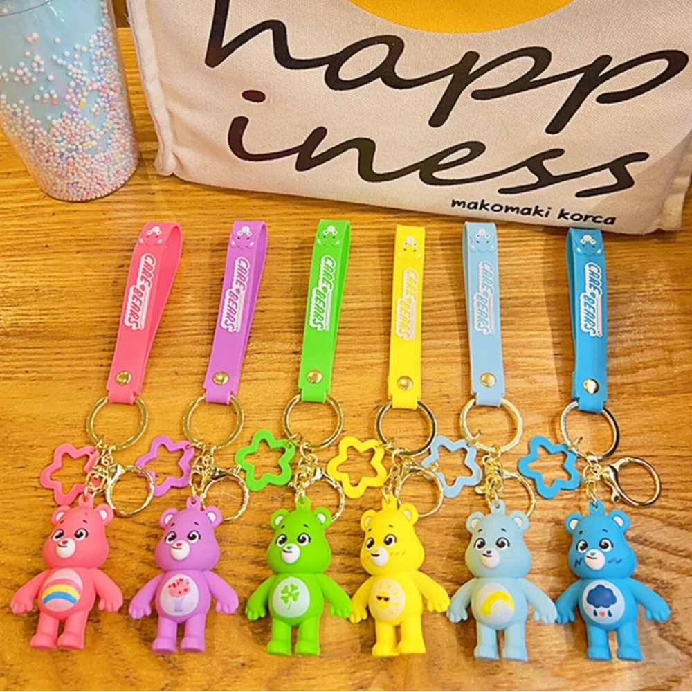 Care Bears Rubber Keychain 6 Different Colors NEW